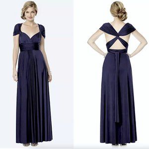 ❌SOLD❌ Dessy Group Twist Wrap Convertible Maxi Bridesmaid Dress, Navy